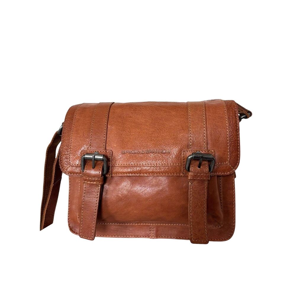 Spikes and Sparrow Genuine Leather Crossbody Messenger Bag Brow